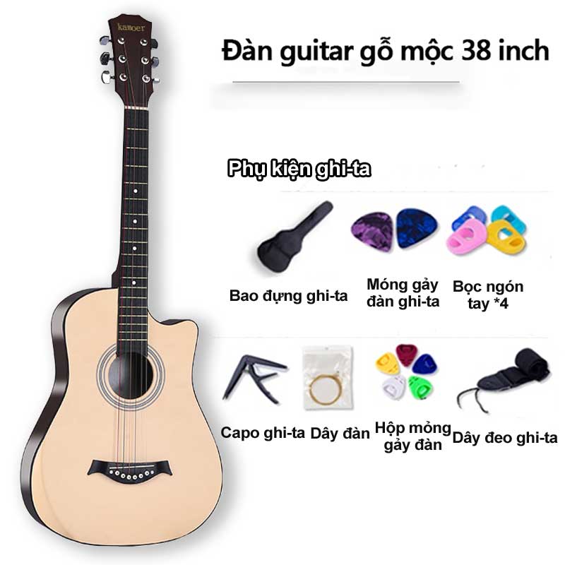 Đàn guitar cho người mới tập đàn guitar 38 inch tập luyện đàn ghi ta,Khẩu âm thanh tự nhiên và chân thật, có độ bền cao, dễ dàng sử dụng cho - 8