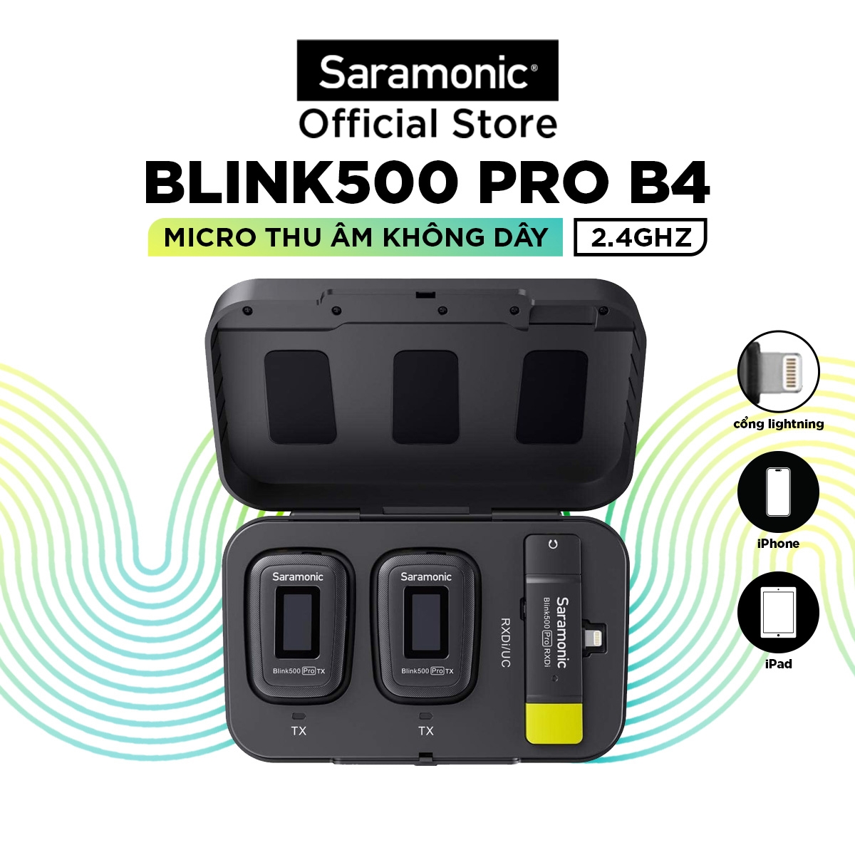 Mic thu âm không dây saramonic blink500 pro b4 - bảo hành 24 tháng