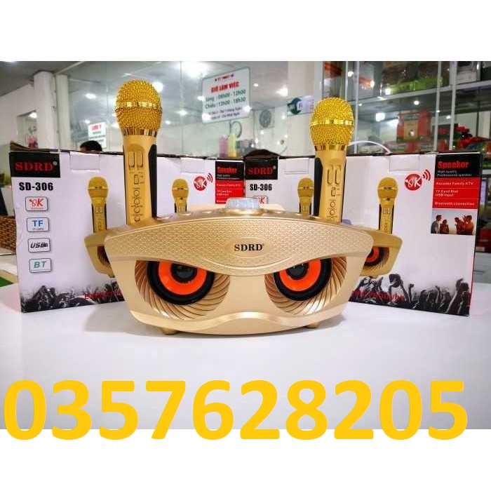 [HCM]Loa karaoke mini SD 306 hát chuẩn tặng kèm 2 mic kết nối bluetooth