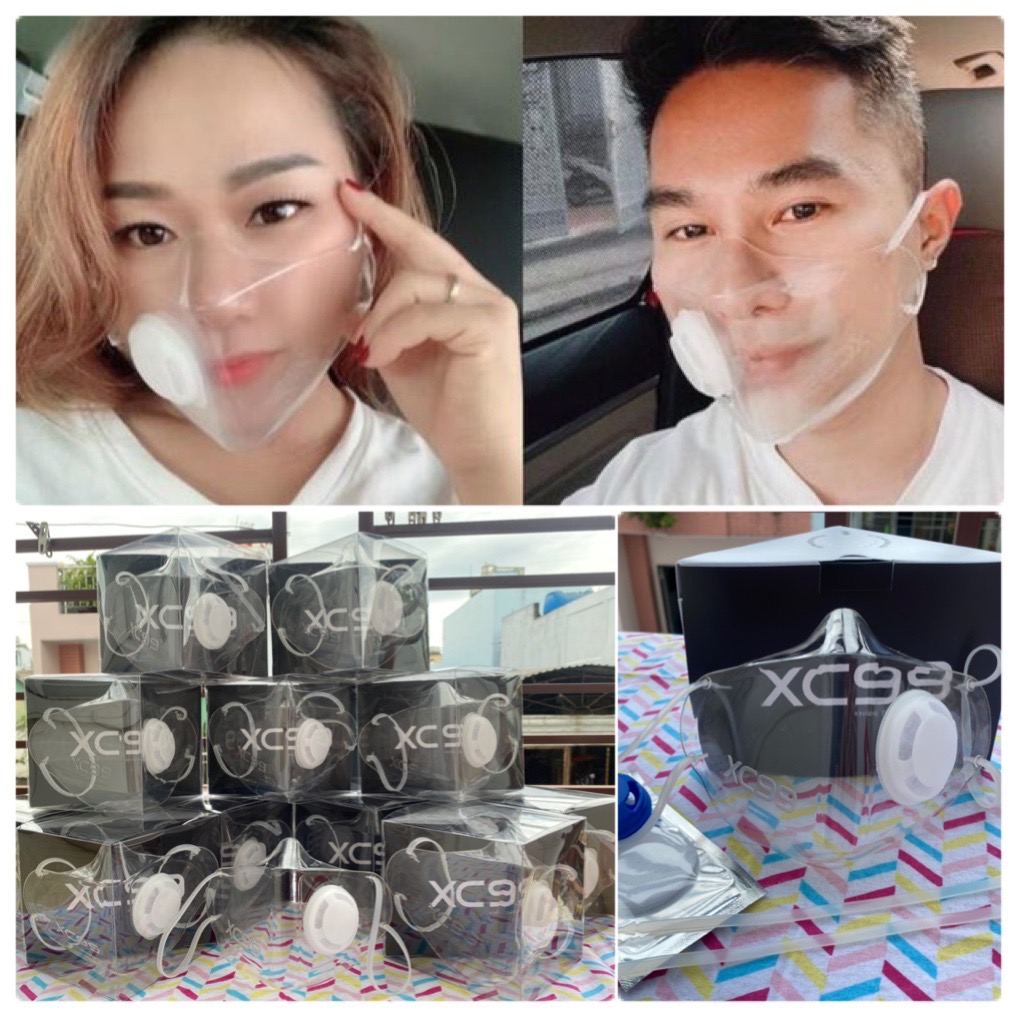 Khẩu trang nhựa y tế trong suốt XC99 mở FaceID - Tặng kèm van lọc khí và dây thay thế