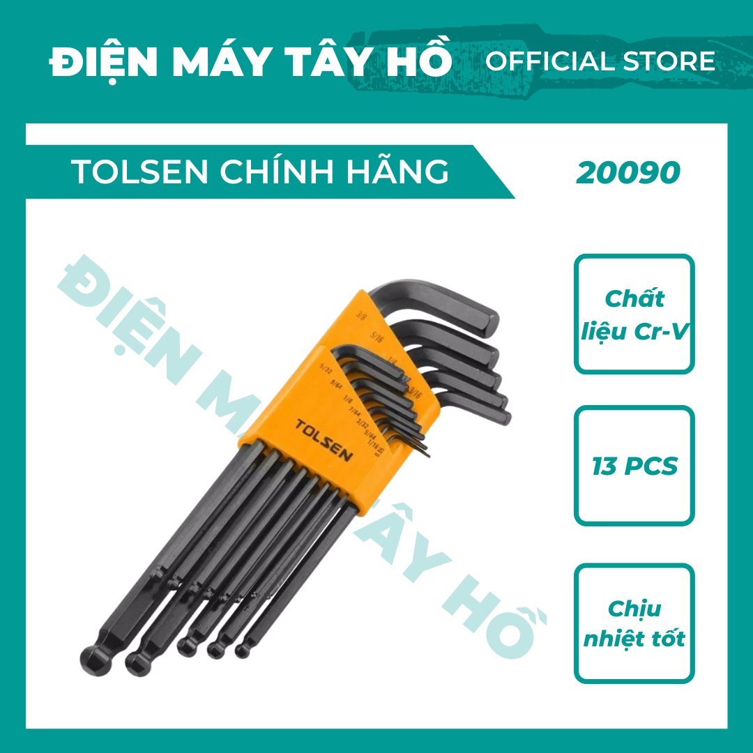 Bộ lục giác đầu bi hệ inch 13pcs tolsen 20090