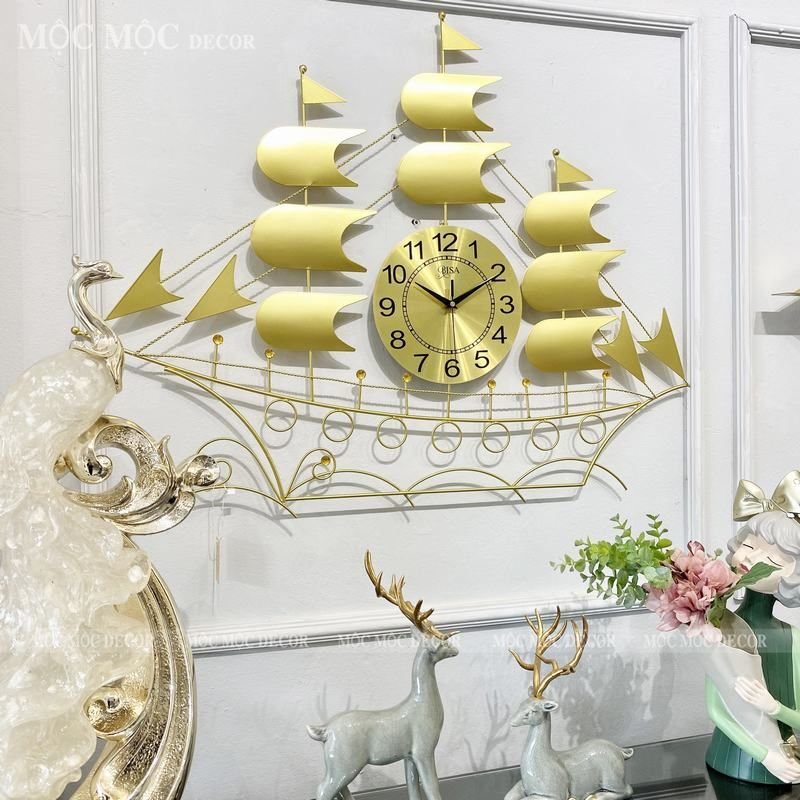 Đồng Hồ Treo Tường Nghệ Thuật Thuận Buồm Xuôi Gió S891YL, Hiện Đại Phù Hợp Treo Tường Phòng Khách , Trang Trí Phòng Ngủ, Décor Phòng Làm Việc , Quà Tặng Tân Gia.