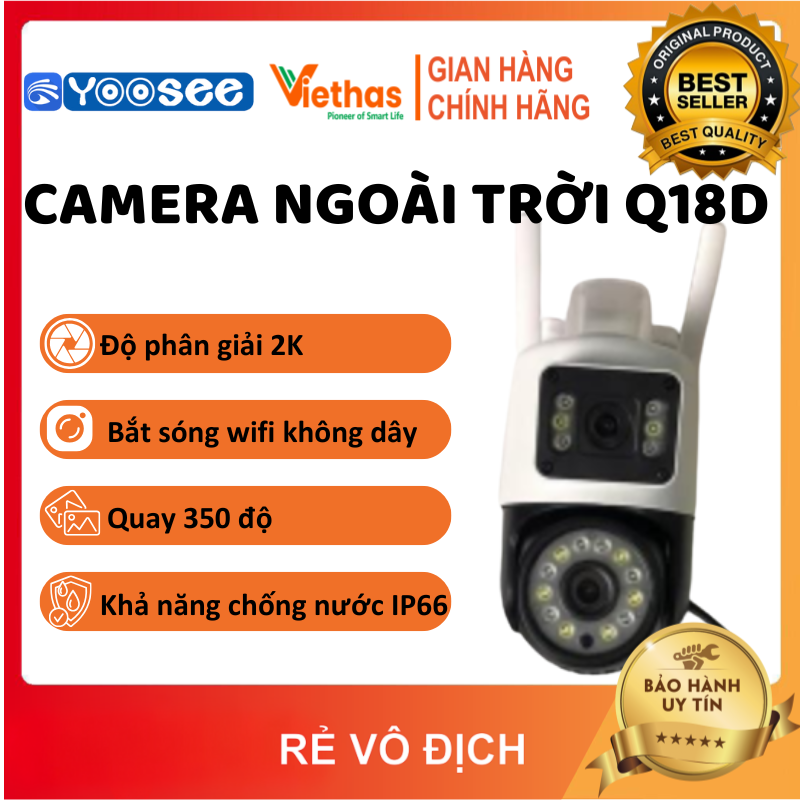 Camera Yoosee 2 mắt Q18D độ phân giải 2K sắc nét - Đàm thoại 2 chiều, Ban đêm có màu, Phát hiện chuyển động - Thương hiệu YooSee Giá 551,000 Đồng*Miễn phí vận chuyển