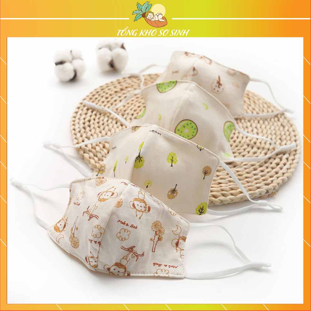 Khẩu trang vải cho bé 2 lớp 100% cotton, khẩu trang trẻ em cho bé trai bé, gái từ 0 đến 3 tuổi