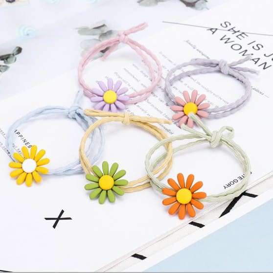 Dây buộc tóc hoa cúc đủ màu dễ thương cực xinh-giao màu ngẫu nhiên