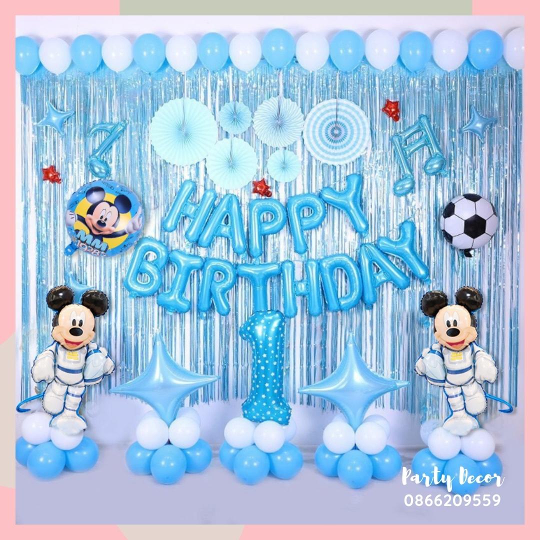Set bóng trang trí sinh nhật, bóng bay trang trí sinh nhật, set sinh nhật bé trai, set chuột mickey đáng yêu