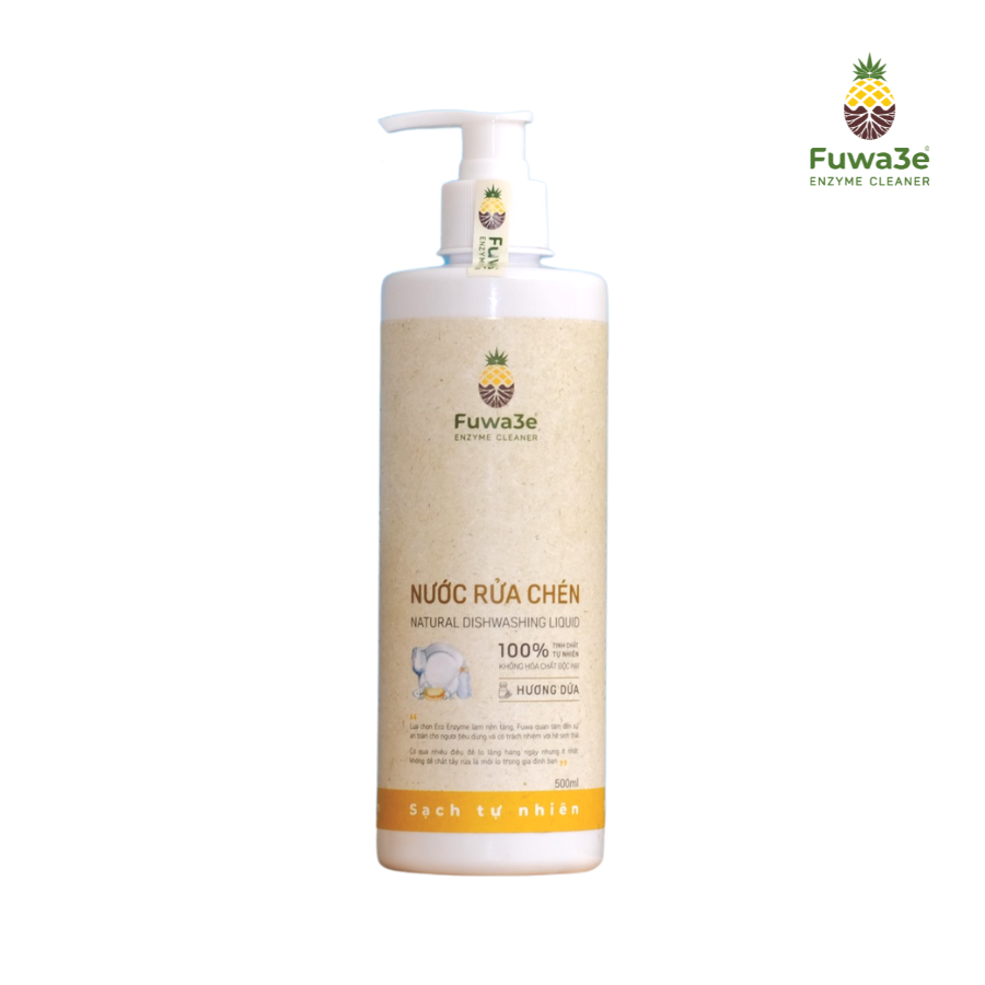 Nước rửa chén bát hữu cơ Fuwa3e organic Enzyme sinh học 500ml an toàn cho bé bảo vệ da tay