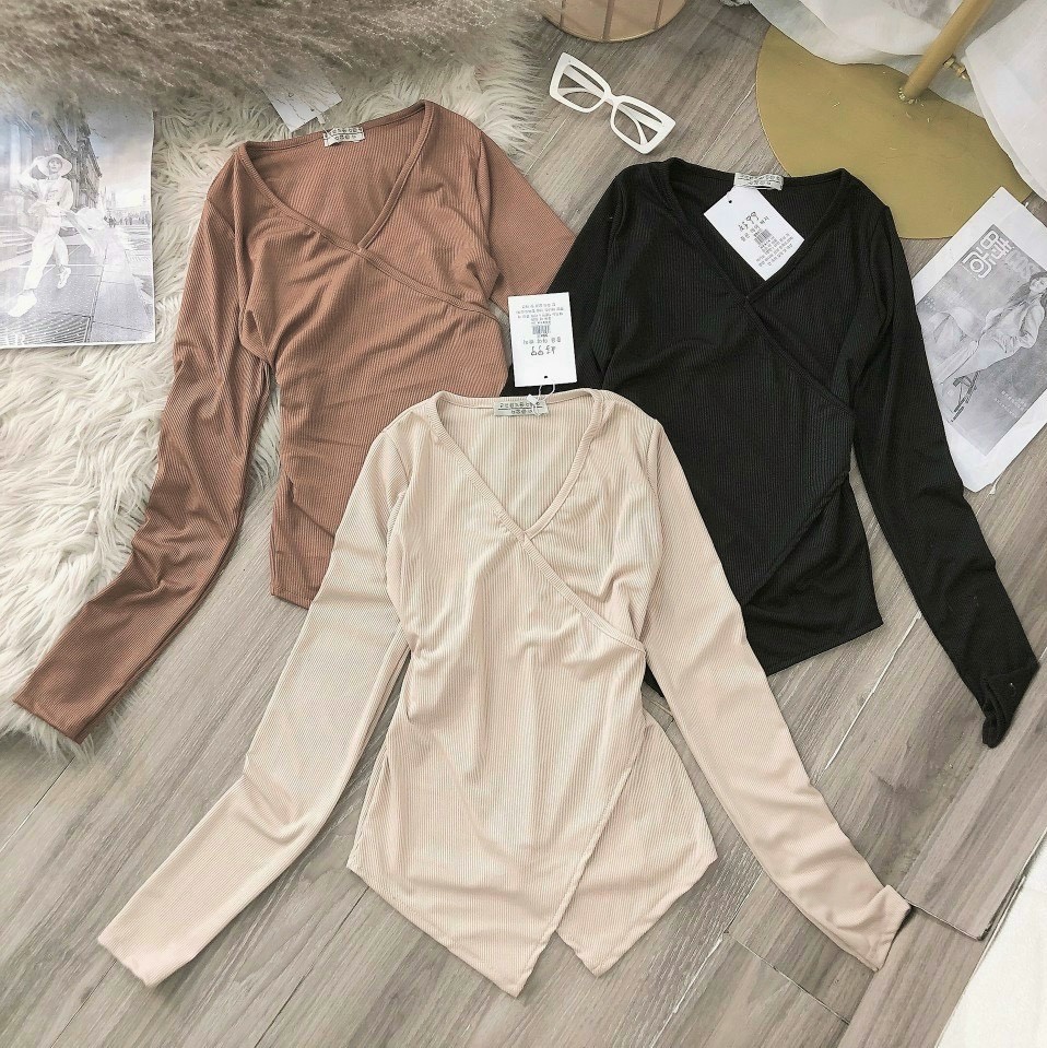 Chỉ bán sỉ Áo body tăm hàng thiết kế cổ tim vạt chéo cao cấp