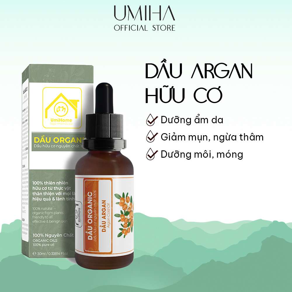 Dầu Argan hữu cơ UMIHOME nguyên chất - Dưỡng tóc óng mượt, kích mọc tóc, dưỡng mi, dưỡng da chống lão hóa, rạn da