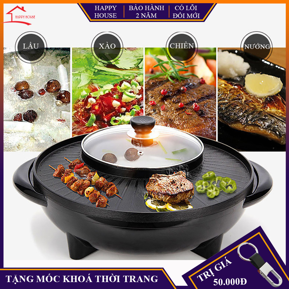 Bếp lẩu nướng đa năng hình tròn, 2 trong 1 lẩu và nướng trong cùng 1 sản phẩm, tiết kiệm diện tích, thuận tiện sử dụng. Bảo hành chính hãng 2 năm, lỗi 1 đổi 1 trong vòng 7 ngày sau nhận hàng