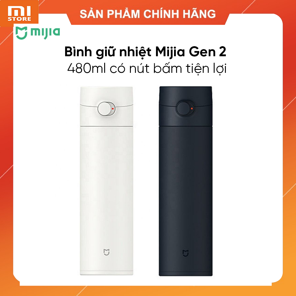 Bình giữ nhiệt 480ml Xiaomi Mijia Gen 2 - Bình nước giữ ấm/lạnh giữ nhiệt lâu dài có nút bấm để mở tiện lợi