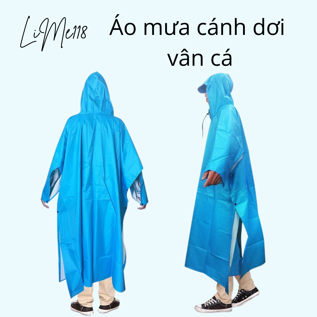 Áo mưa xẻ tà cánh dơi vân cá cao cấp loại tốt - áo mưa đi xe máy 2 tà - LiMe118