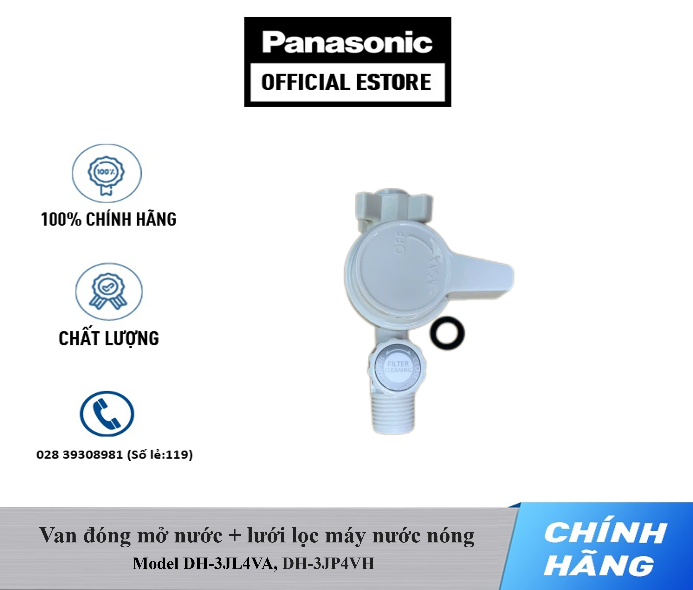 Van đóng mở nước + lưới lọc máy nước nóng trực tiếp Panasonic Model DH-3JP4VH  DH-3JL4VA - Van nước máy nước nóng Panasonic