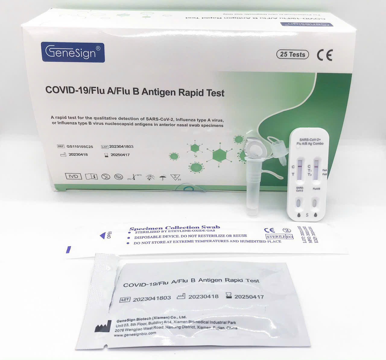 Test nhanh cúm 2 in1 (1 bộ) Genesign- test nhanh cúm AB côvit- kit xét nghiệm nhanh cúm A/B - Covid19/Flu a/flu b