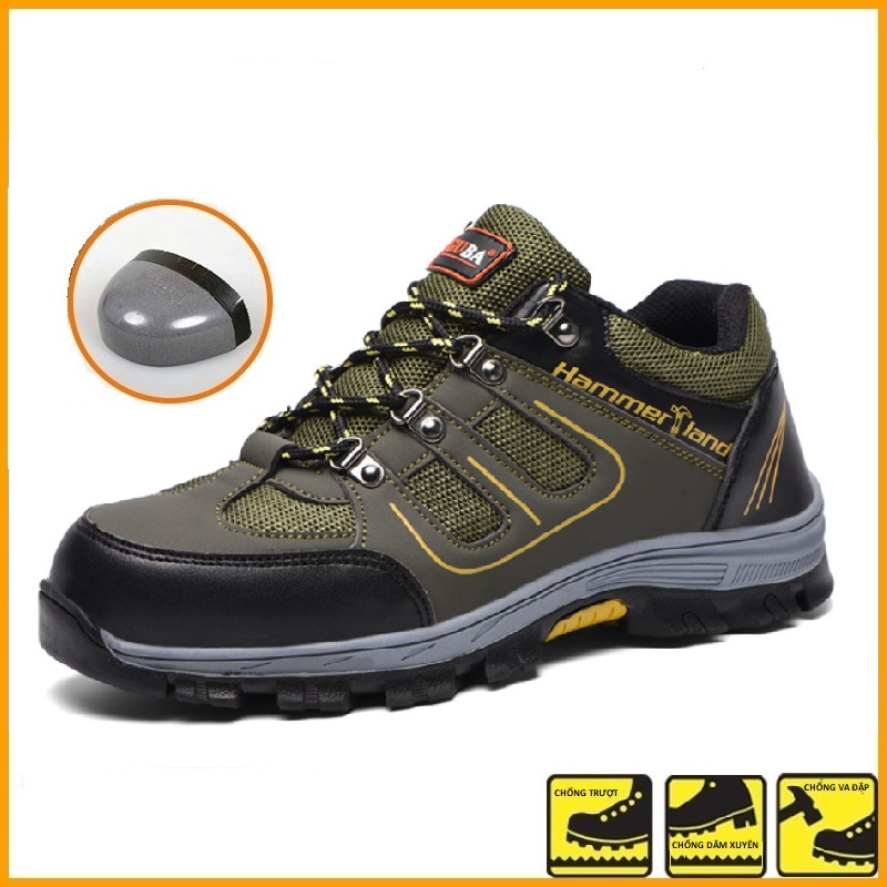 Giày Bảo Hộ BHG01 (Mũi Thép-Đế Thếp )Chống Đính Kiểu Dáng Thể Thao- Tăng ma sát Phù Hợp Leo Núi-Công Trình