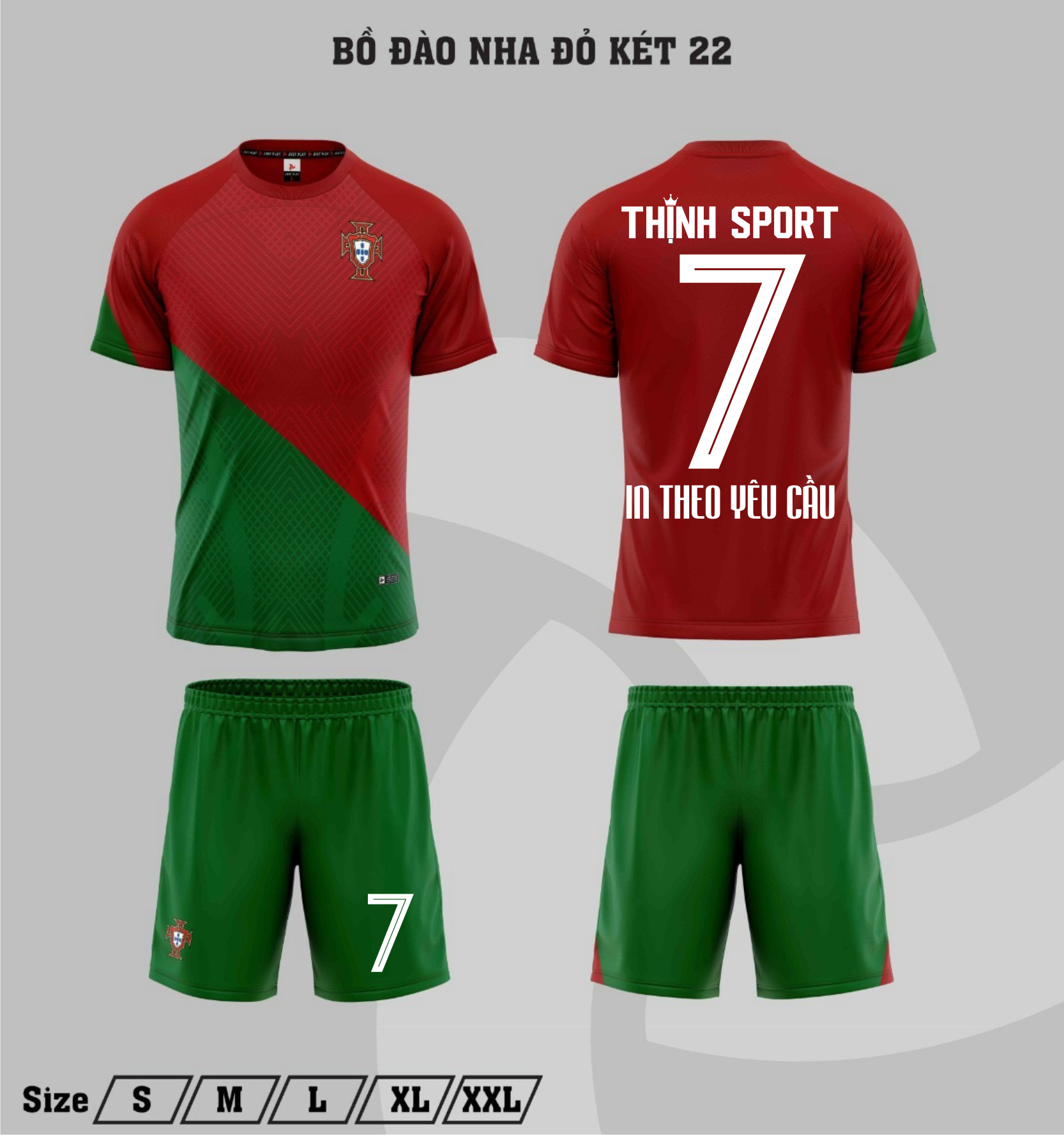Quần áo bóng đá Bồ Đào Nha, áo bóng đá in tên và số