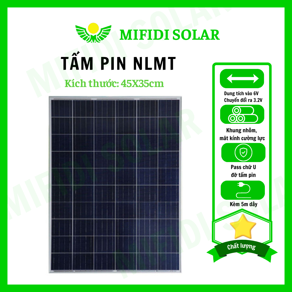 Tấm pin năng lượng mặt trời Solar panel 450 x 350 x 17mm gồm đế gắn chữ U