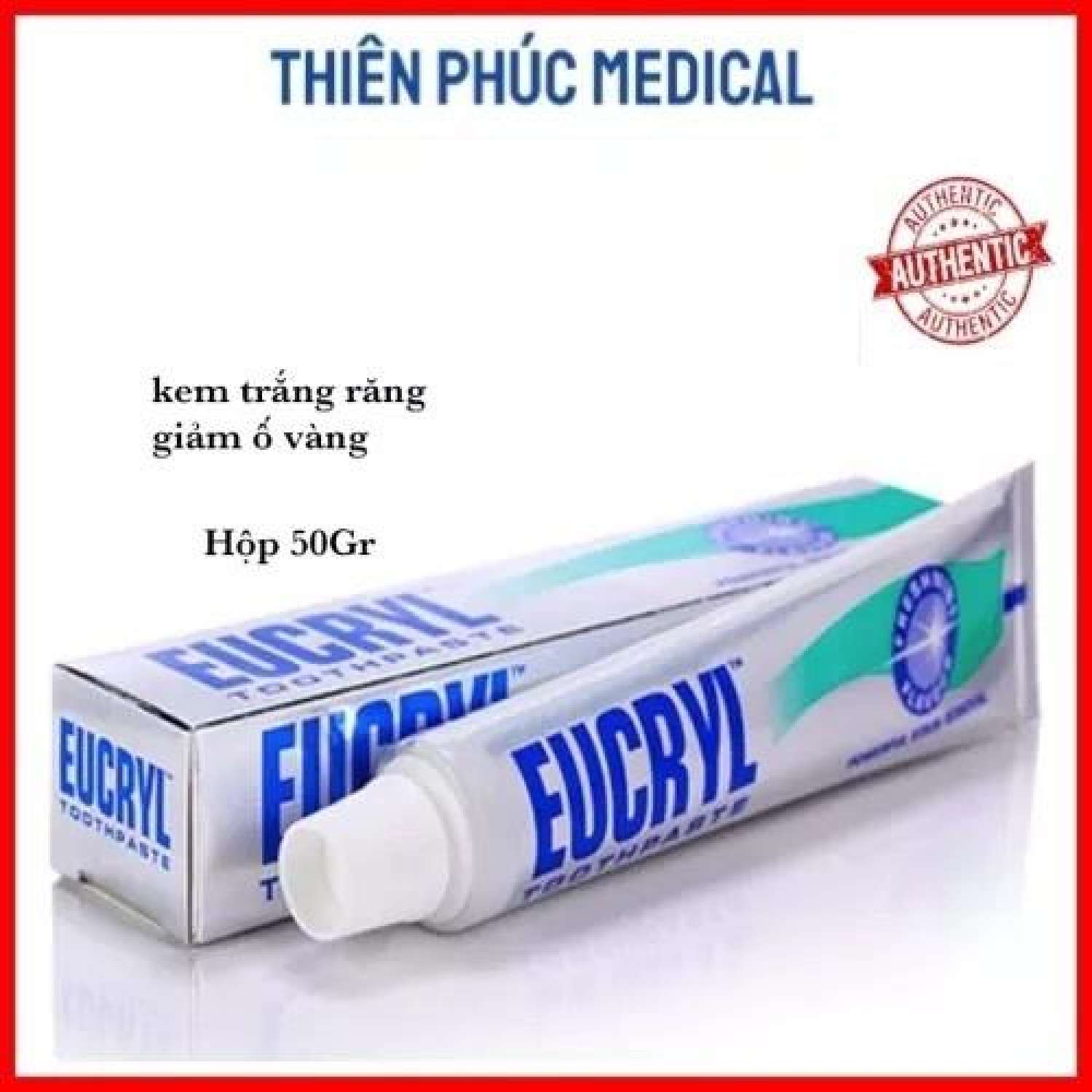 Kem đánh răng làm trắng răng hương bạc hà eucryl tooth paste freshmint 50g