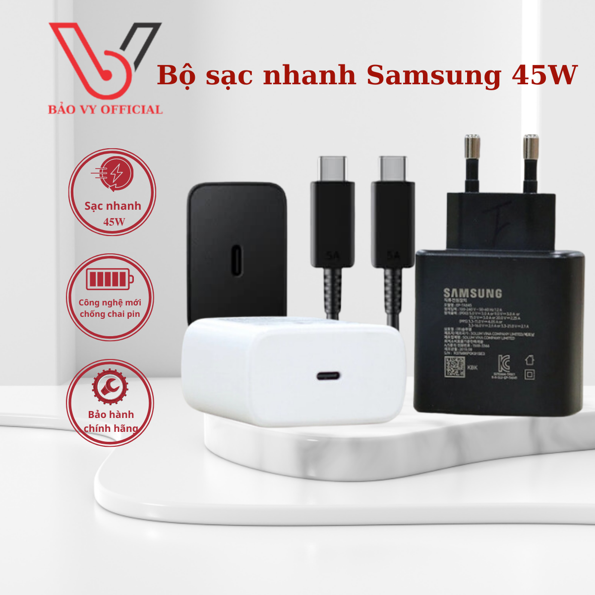 Bộ sạc nhanh Samsung 25W 45W 65W, Củ cáp sạc nhanh bóc máy không nóng máy giật lag cảm ứng tương thích hầu hết máy androi - BVP ACCESSORY