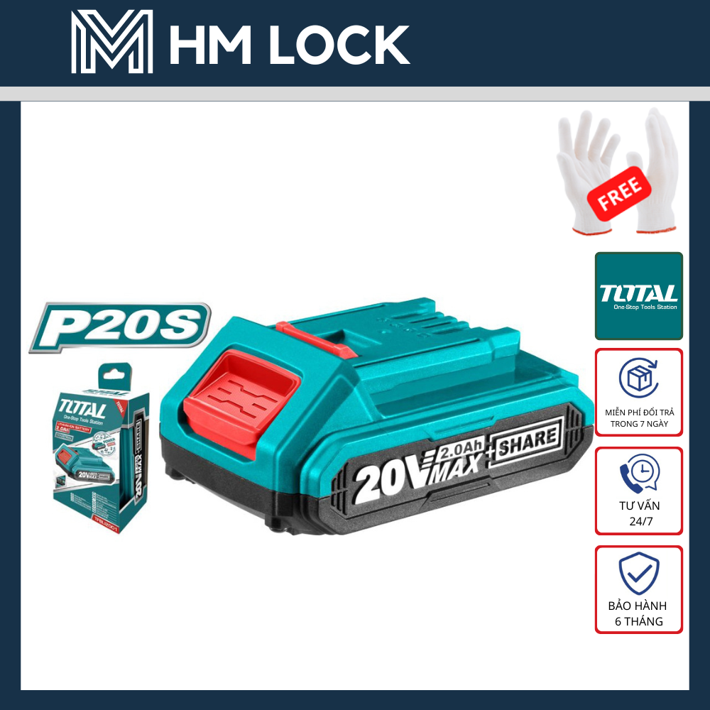 Pin lithium-ion 20vx2ah total - hàng chính hãng - tfbli20011 - hm lock