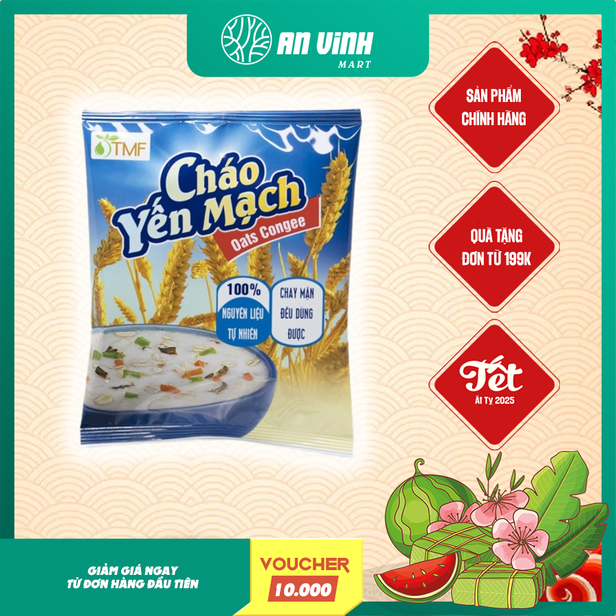 Cháo gói yến mạch gạo lứt giảm cân ăn liền tiện lợi không bột ngọt TÂM MINH FOODS