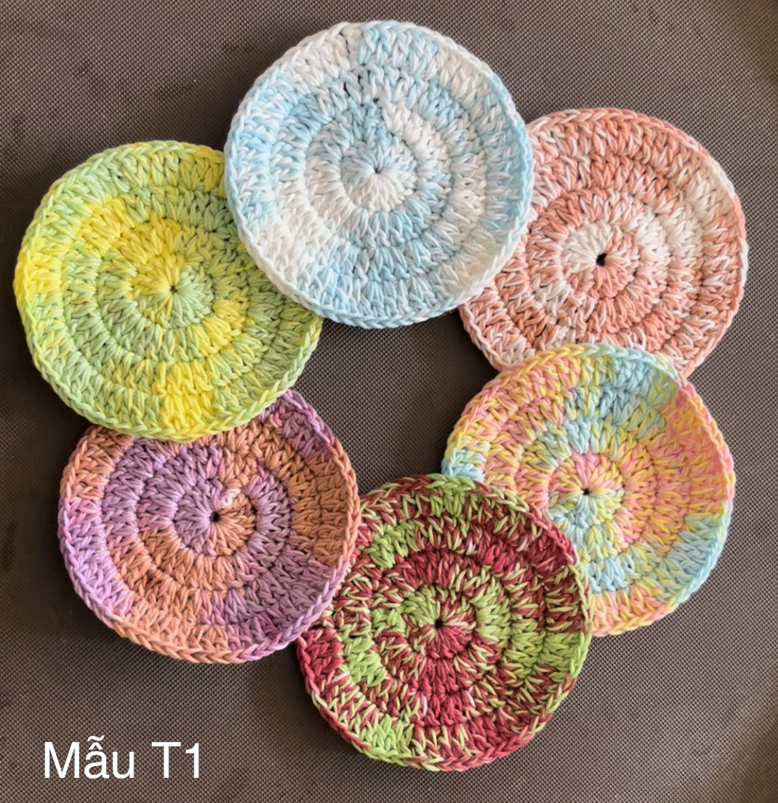 Đế lót cốc miếng lót ly thấm nước màu loang hình tròn handmade