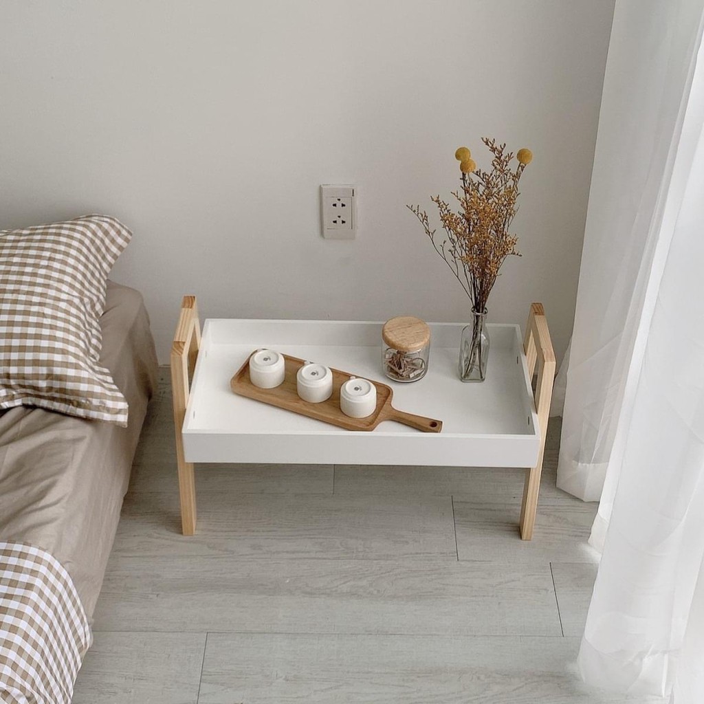 Kệ để đầu giường - kệ gỗ trang trí hàn quốc màu trắng