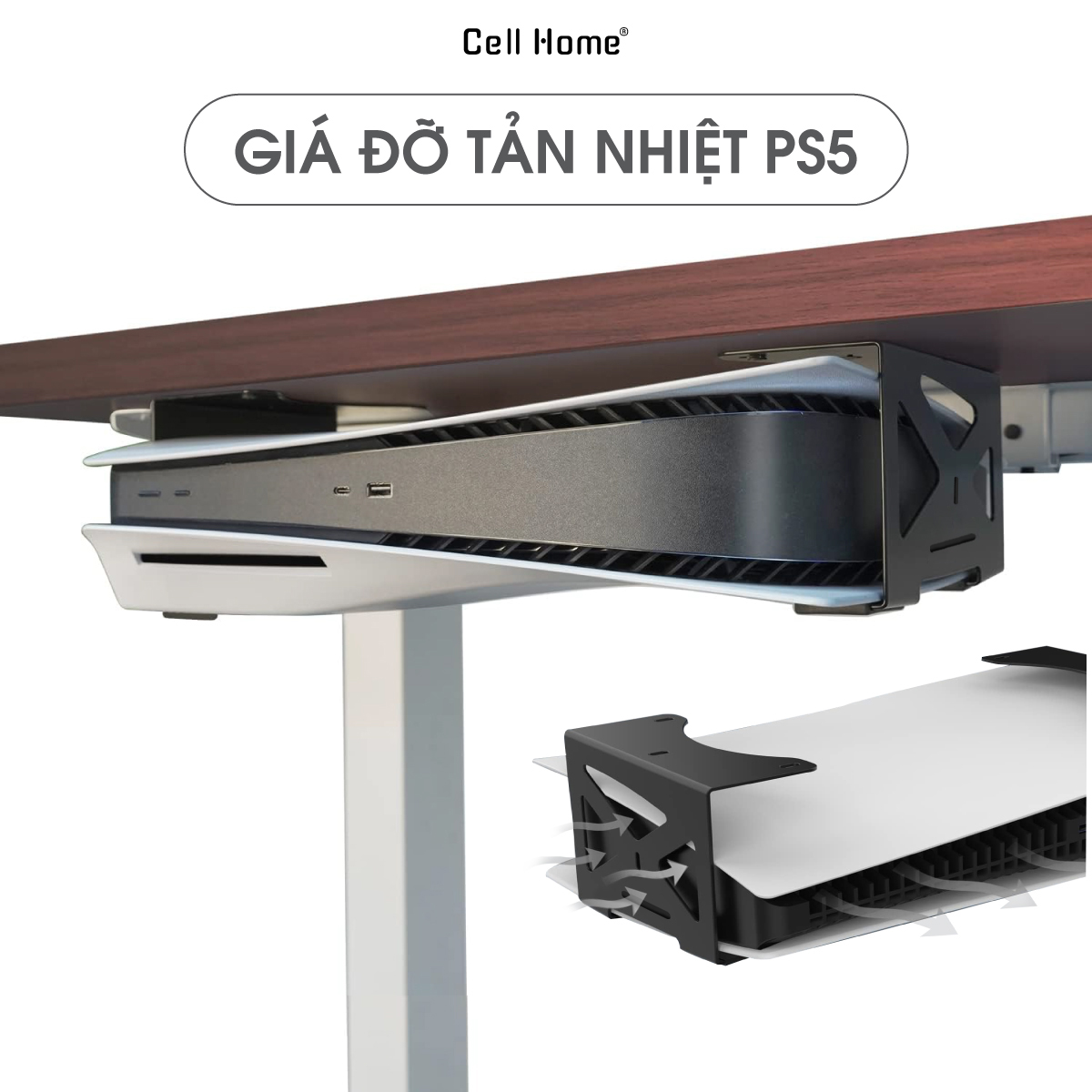 Giá đỡ dưới bàn cho PS5/PS5 Slim/Pro tiết kiệm không gian