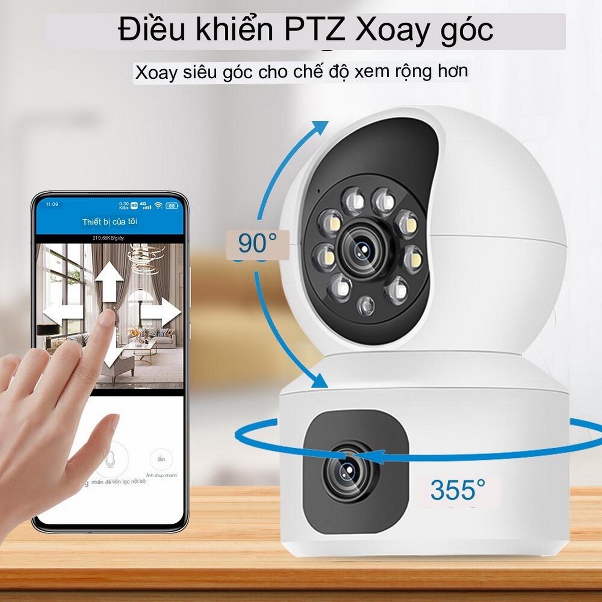 Ống kính đôi - camera ip wifi trong nhà yoosee siêu nét xoay 360 độ - camera yoosee 2 mắt
