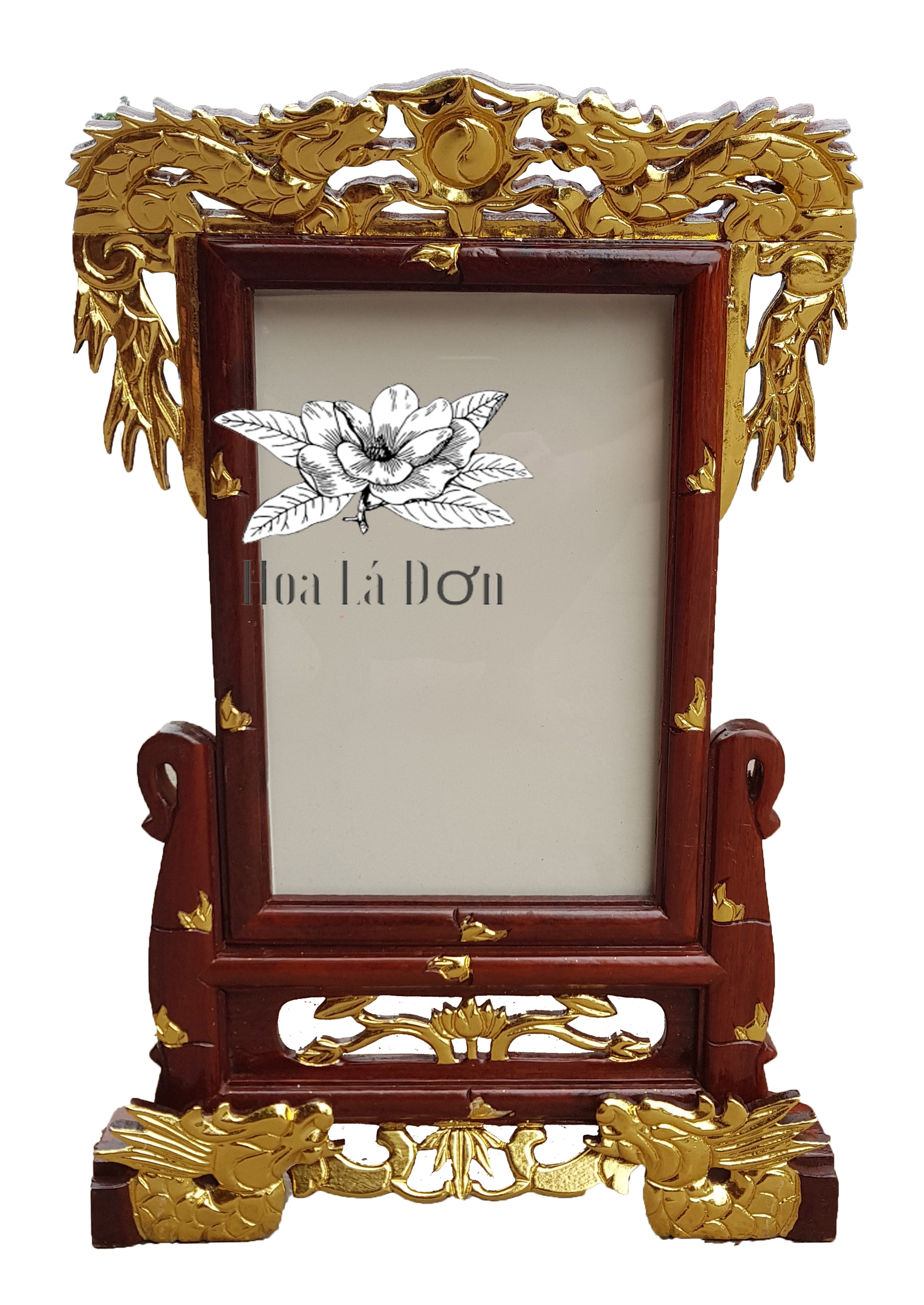 Khung rồng rát vàng gỗ hương,Khung hình thờ trạm song long 4 cơ ảnh thờ