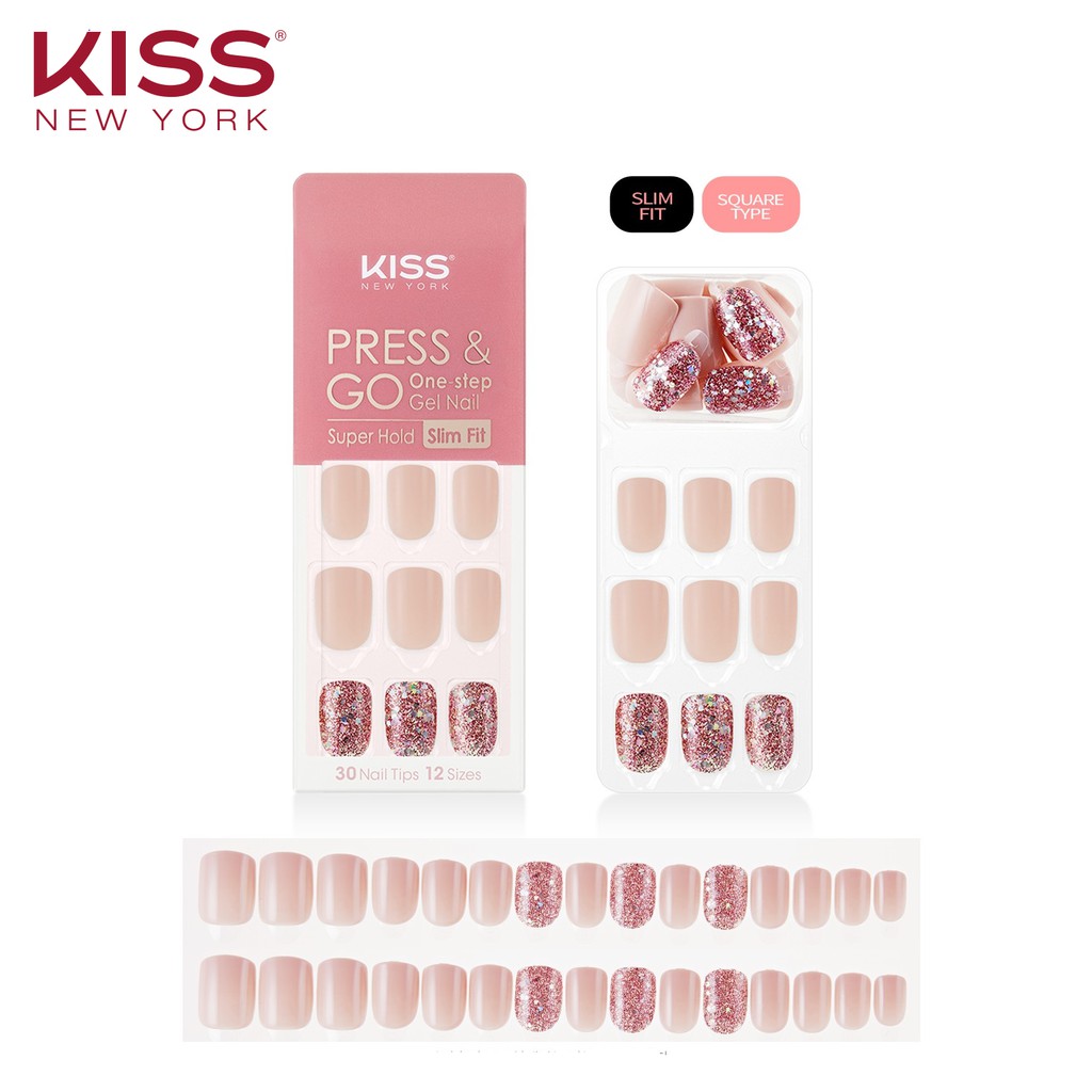 Bộ 30 Móng Tay Gel Tự Dán Press & Go Kiss New York Nail Box - Romantic Dream (KPNS11K)