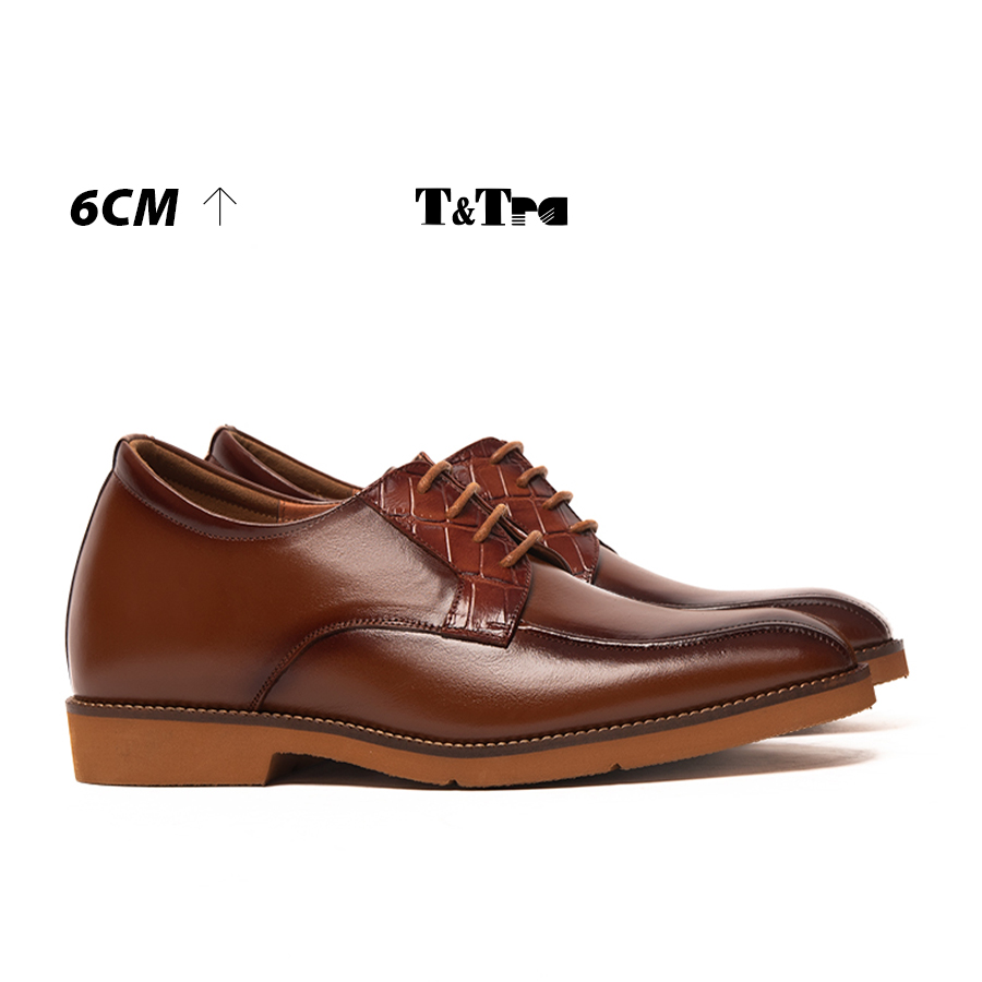 6CM  Giày Cao Nam T&TRA S1096 Nâu Bò