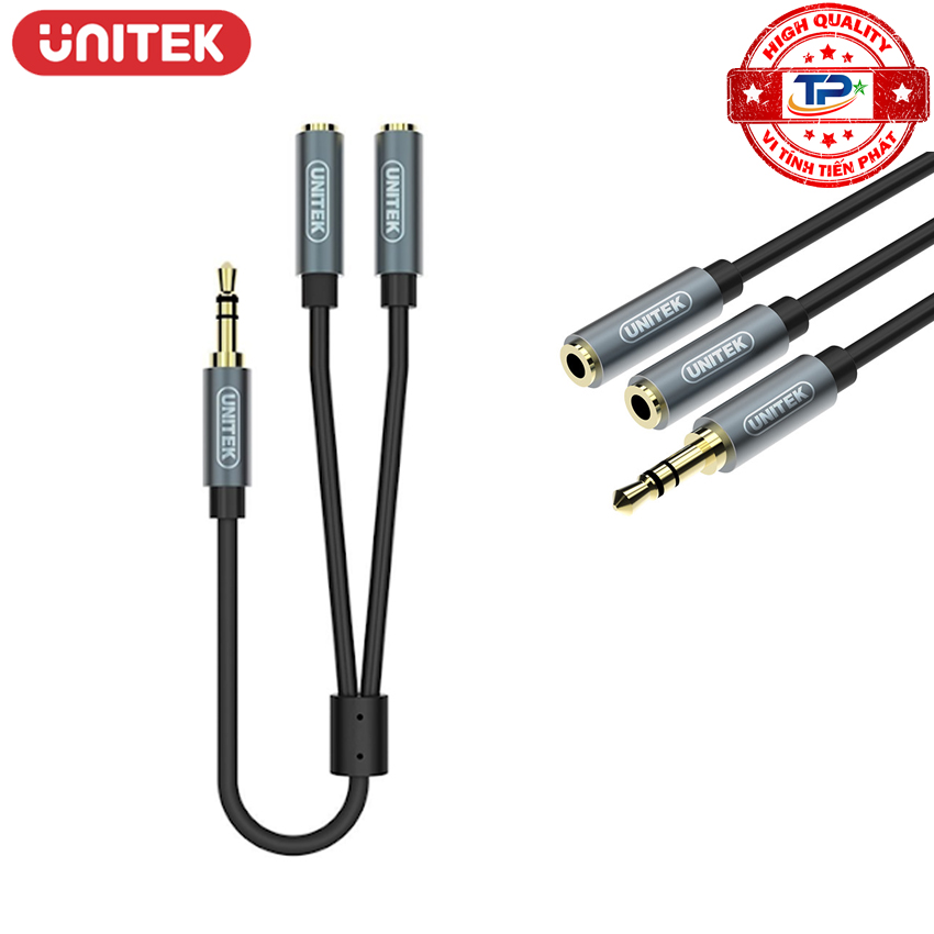 Cáp chia âm thanh 1 ra 2 cổng Audio 3.5mm Unitek Y-C956ABK loại xịn