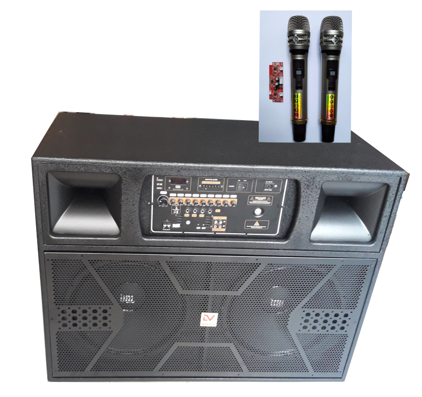 Trả góp 0%Tủ Loa Kéo Di Động 4 Tấc Đôi TK215 Mic Nhôm UHF