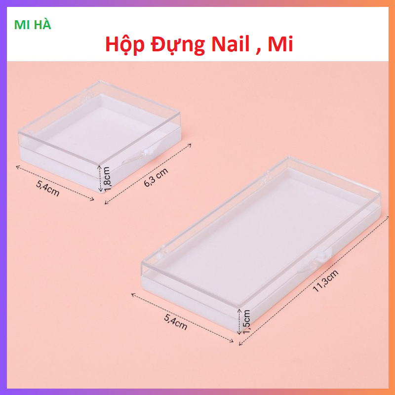 Hộp Đựng Mi Fan, Đựng Móng Giả_Hộp Đựng Nail Box Chuyên Dụng_Hộp Nhựa Vuông Đựng Đồ Trang Sức