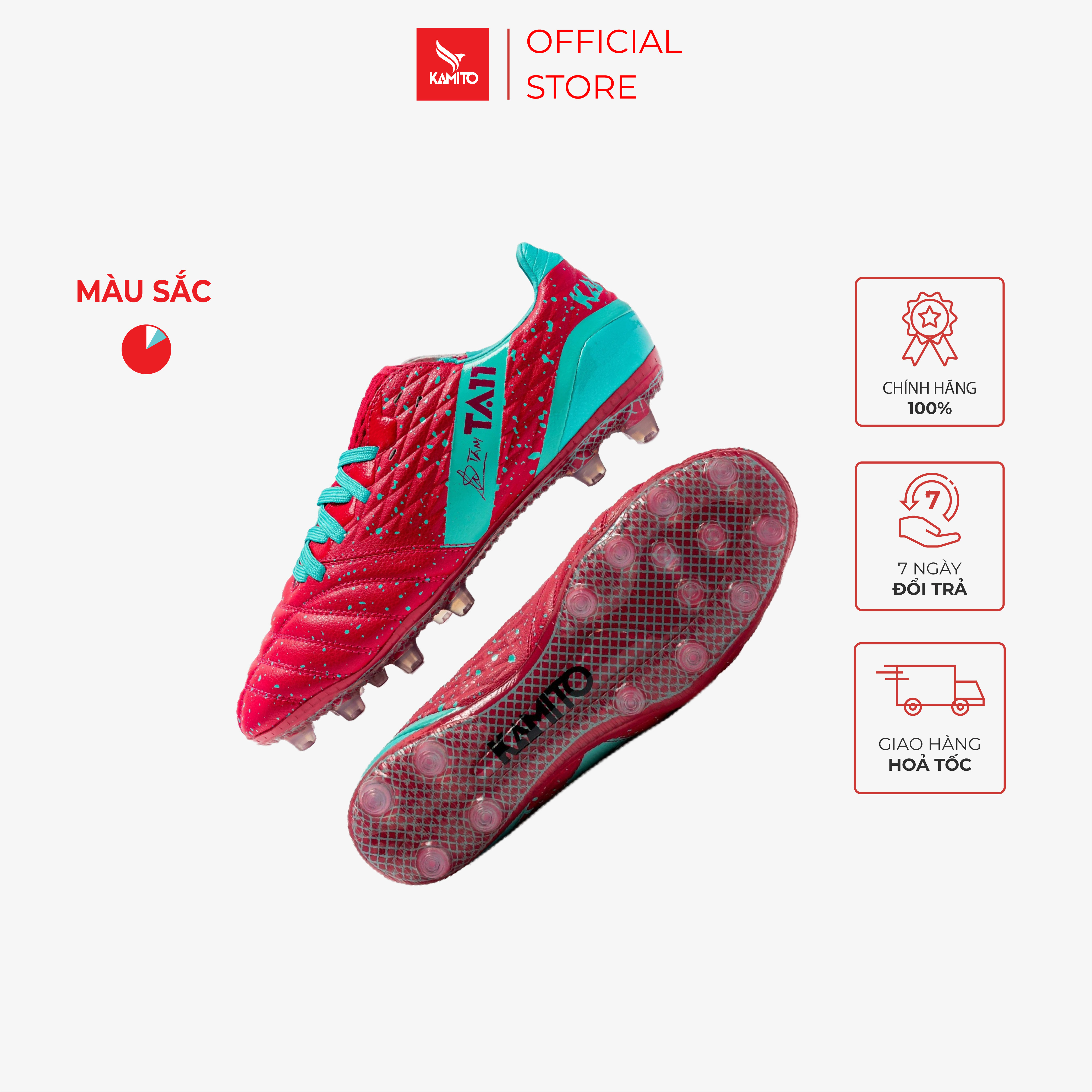 Giày bóng đá sân cỏ tự nhiên KAMITO Tuấn anh TA11 AG PRO lưỡi gà liền dệt kim 3D