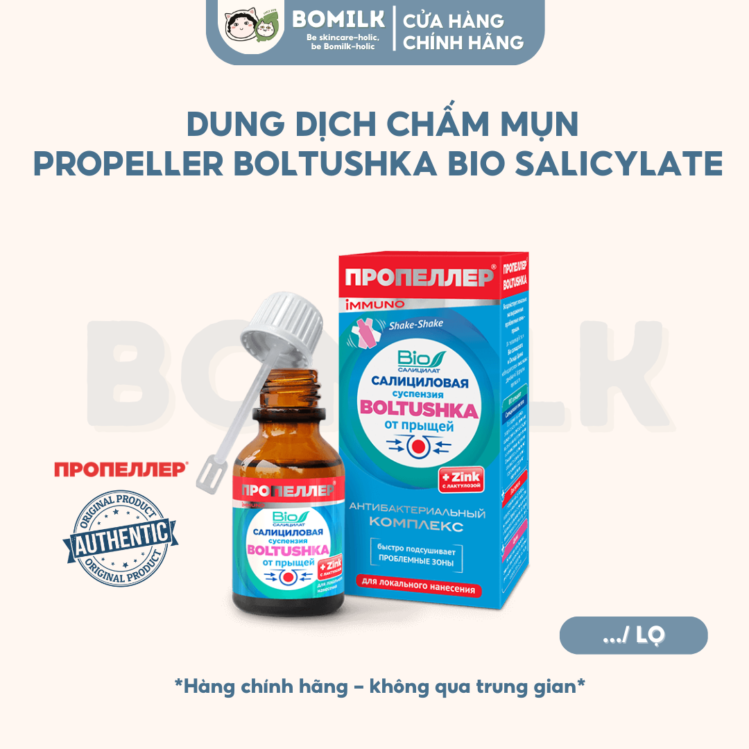 Dung dịch kẽm Boltushka Propeller - dịu mụn đỏ, sưng, gom nhân và ngừa mụn