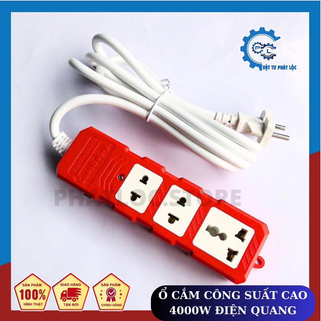 Ổ cắm công suất lớn điện quang 3 lỗ, dây 2m, 5m