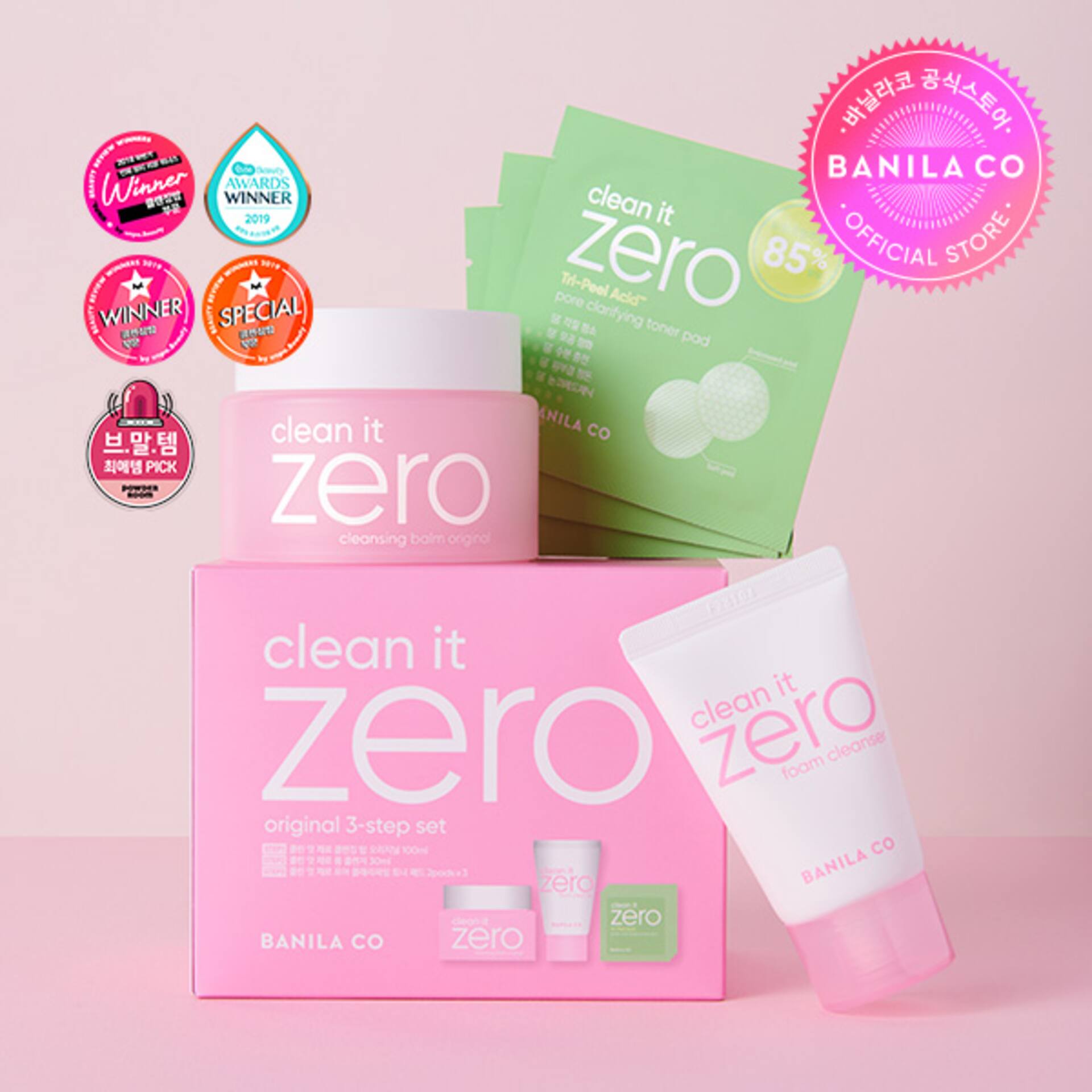 Set sáp tẩy trang banila co clean it zero original 3-step