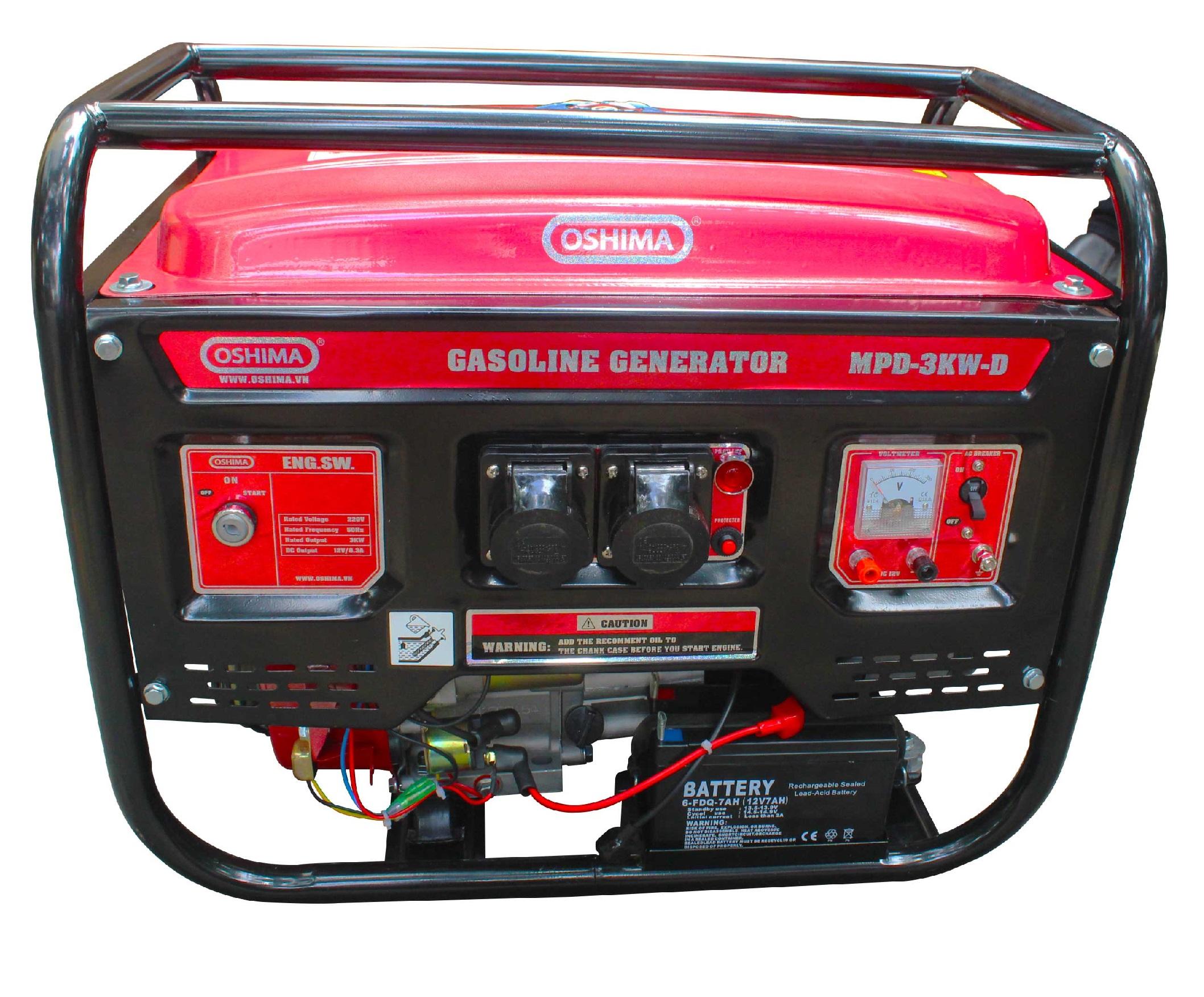 Máy phát điện chạy xăng oshima có đề mpd 3kw-d