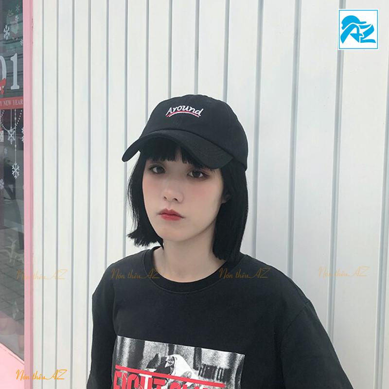 Nón kết nữ thời trang màu đen thêu chữ Around đẹp - Mũ Lưỡi trai MT267