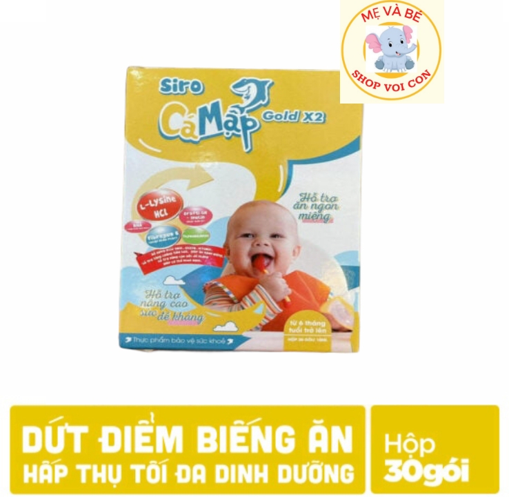 Siro Cá Mập Gold x2 - Giúp Bé Ăn Ngon NGủ Ngon Hộp 30 gói- Bé Ăn Ngon Tăng Cân Tốt