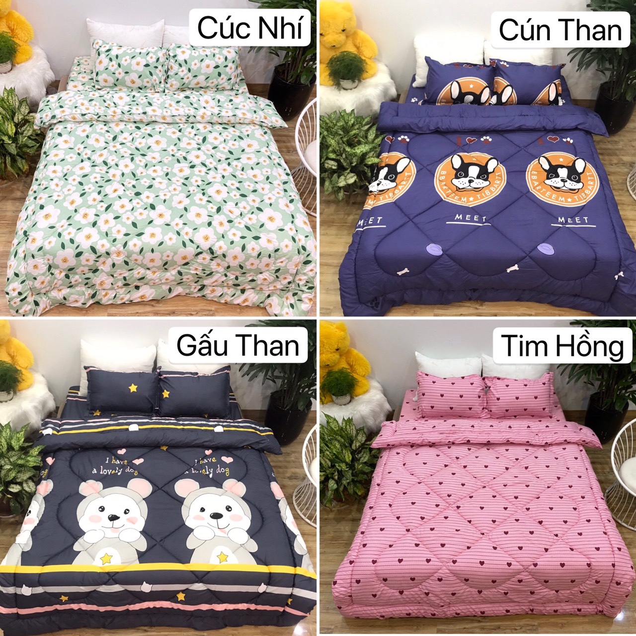 [ Xả Kho Chăn Phao ] - Bộ Chăn Ga Gối Phao Cotton VNXK 5 Món - Chat Chọn Mẫu