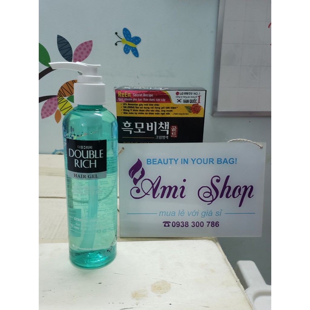 Gel vuốt tóc Double Rich màu xanh - tóc uốn