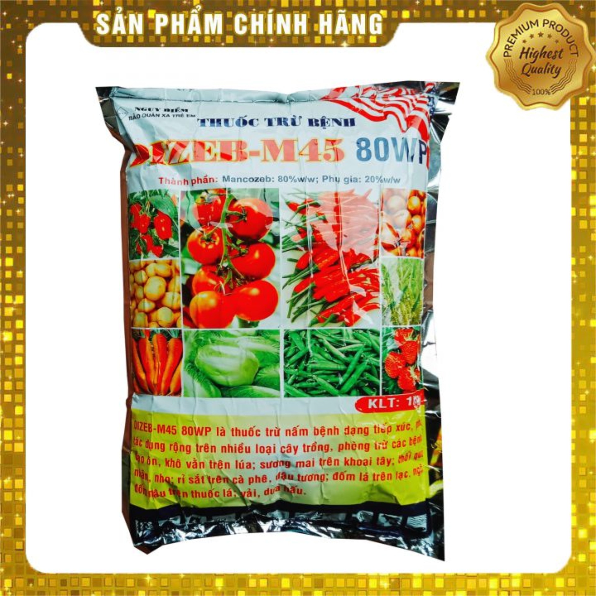Thuoc trừ nấm bệnh DIZEB - M45 80WP (1kg) phòng và trừ sương mai, thối quả, rỉ sắt, đốm lá...trên các loại cây trồng(Xanh)
