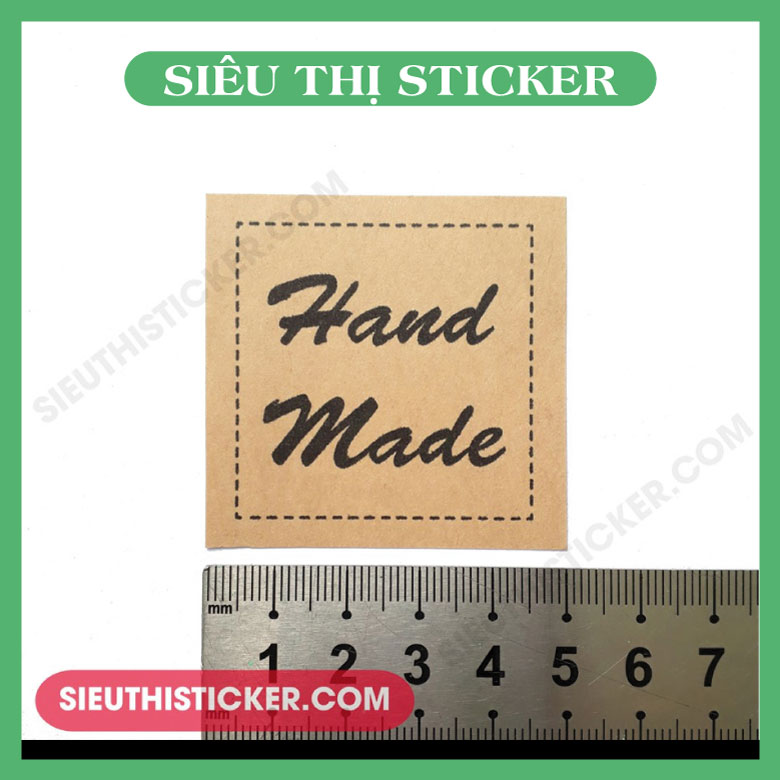 Tem dán giấy kraft handmade hình vuông hmkv01 trang trí hộp, túi