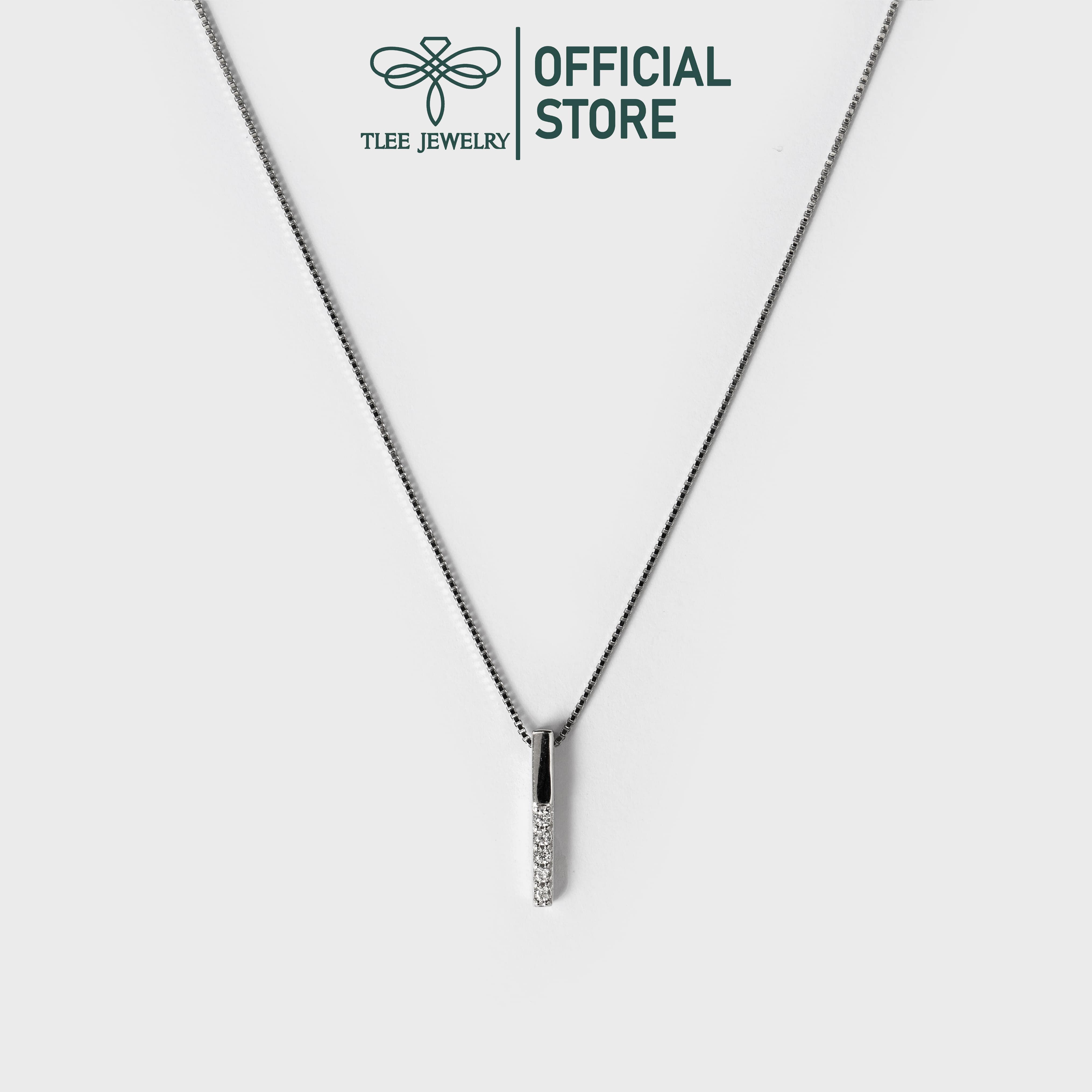 Dây chuyền bạc nữ TLEE mẫu thanh bạc nạm đá lấp lánh TleeJewelry D0124