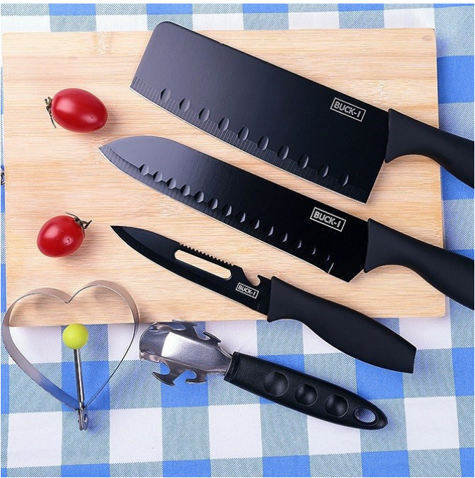 [HCM][XẢ KHO] Dao Nhà BếpDao BếpBộ Dao Nhà Bếp 5 Món Đa Năng Buck Cao Cấp Siêu Sắc Bén Cắt Thái Rau Củ Quả Nhà Bếp Dễ Dàng.Hợp Kim Thép Không GỉTay Cầm Nhựa An ToànKhông Độc Hại-Tặng Kèm Khuôn Trứng Hình Trái Tim Cực Kỳ Đẹp Mắt