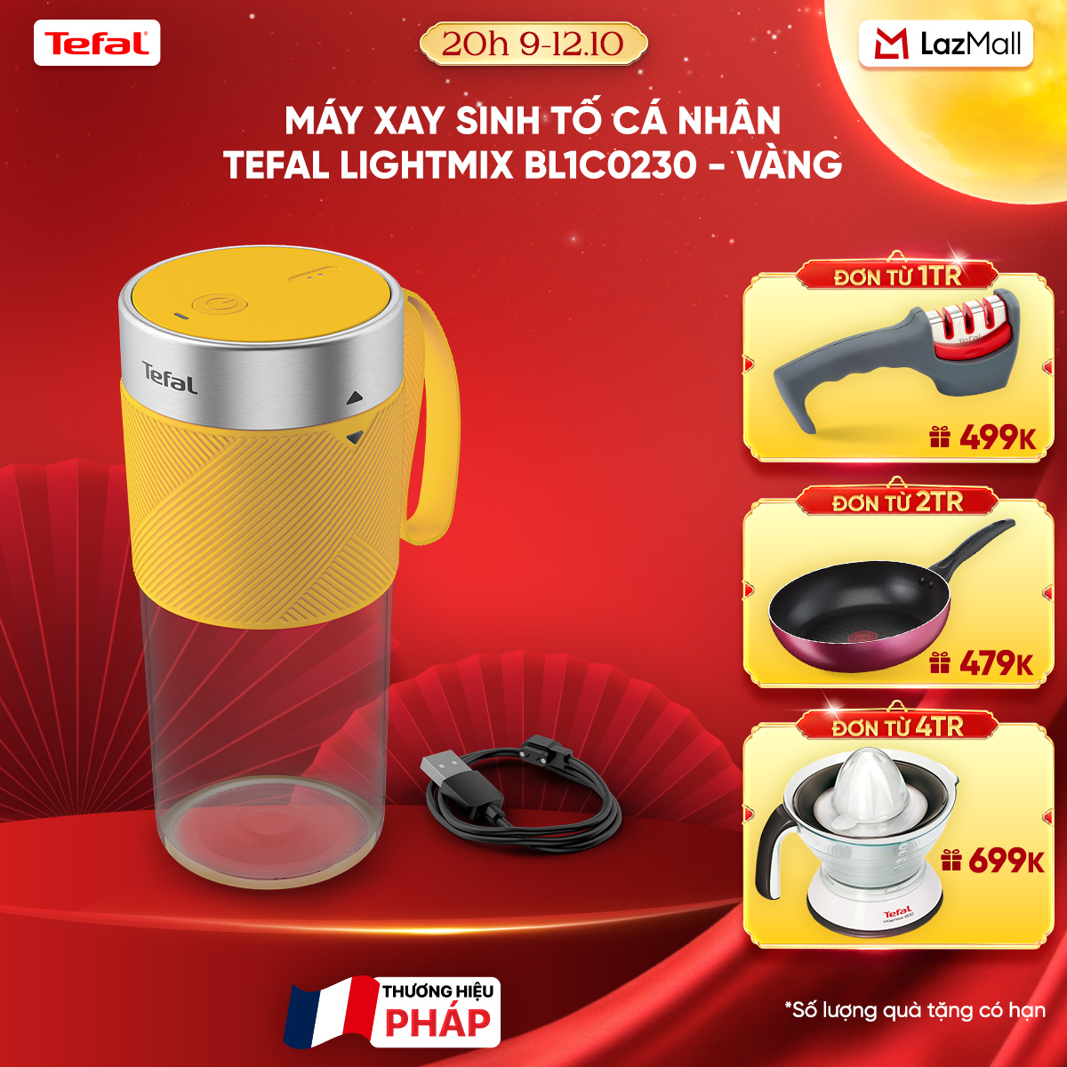 Máy xay sinh tố cá nhân Tefal LightMix BL1C0230 - Vàng