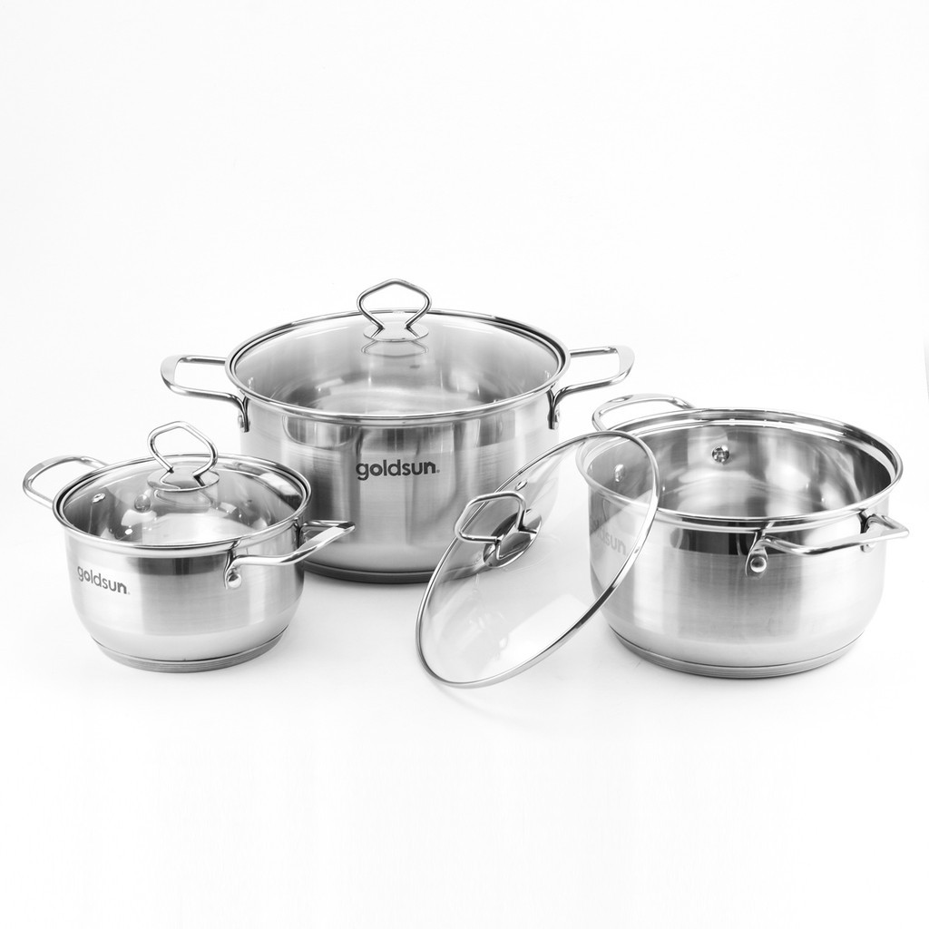 Bộ nồi inox goldsun 5 đáy ge42-3506sg hàng chính hãng goldsun